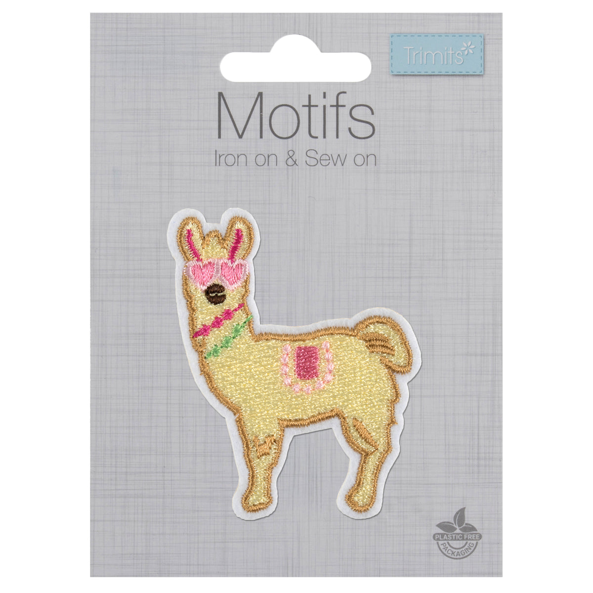 Embroidered llama wearing glasses motif