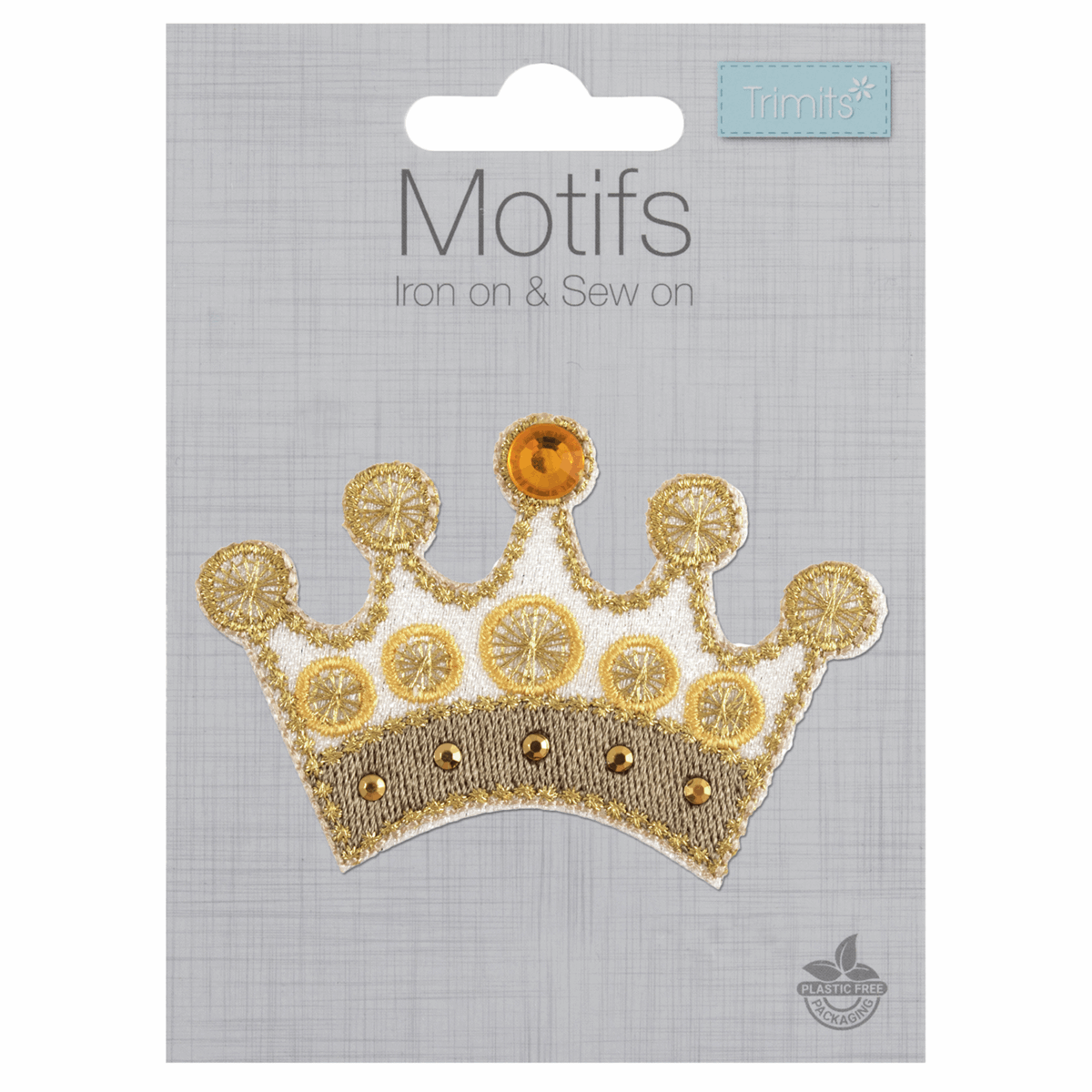 Iron-On/Sew On Motif Patch - Gem Gold Crown