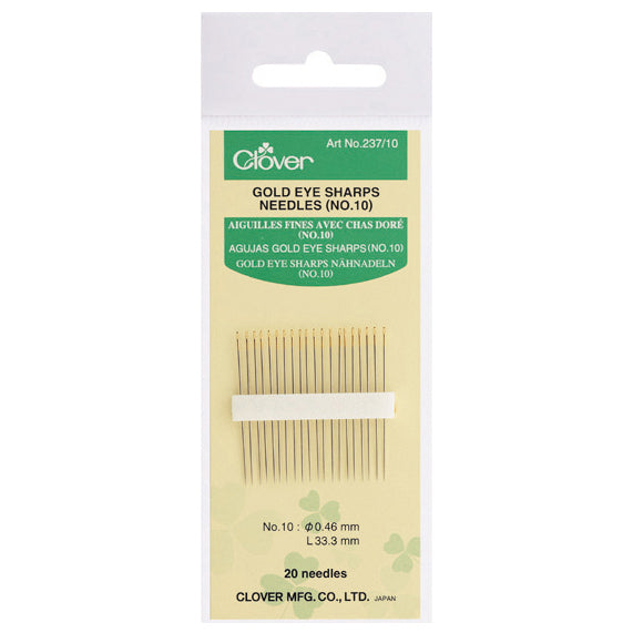 Pack of Clover Gold Eye sharps hand sewing needles