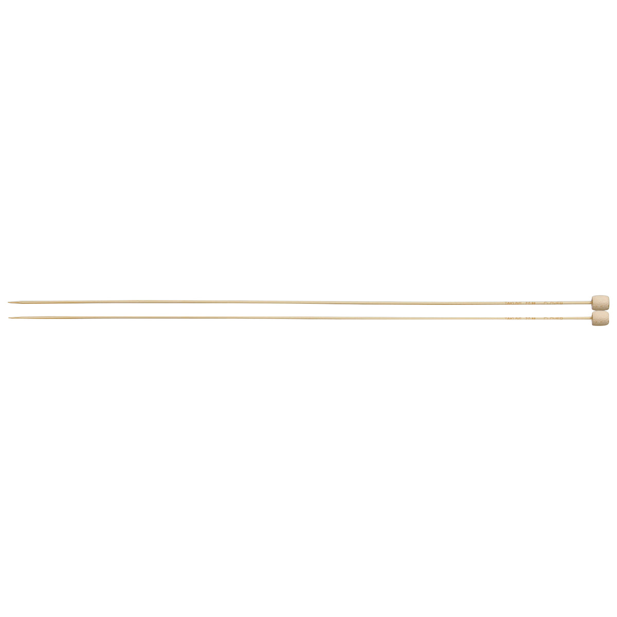 Pair of Clover Takumi bamboo knitting needles, 33cm x 2mm, in green packaging