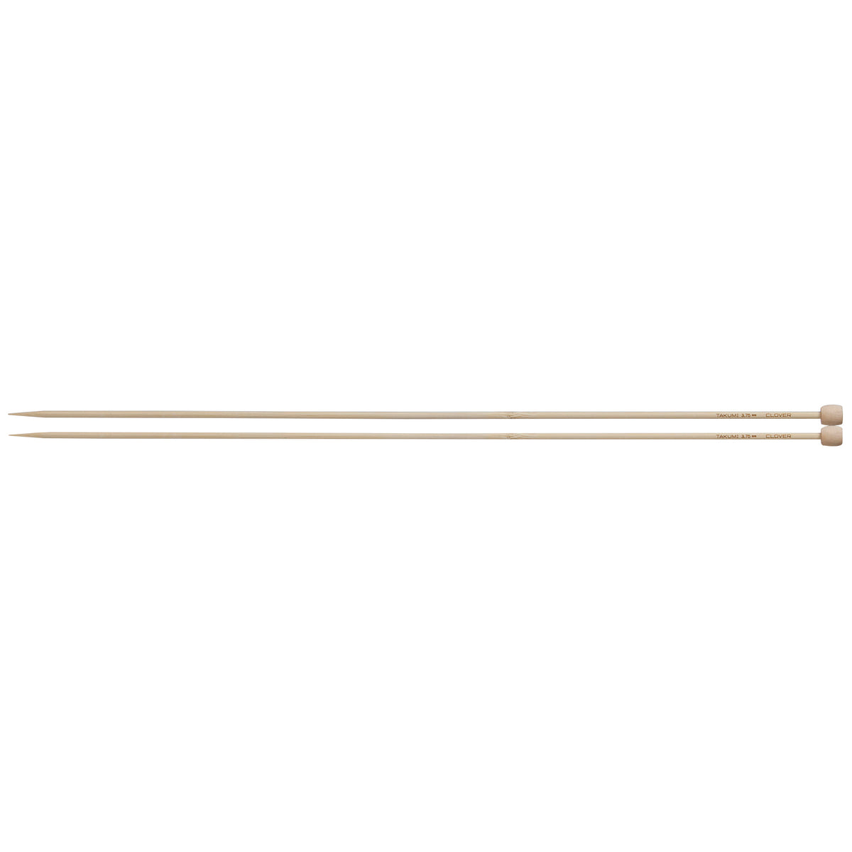 Pair of Clover Takumi bamboo single point knitting needles, 3.75mm