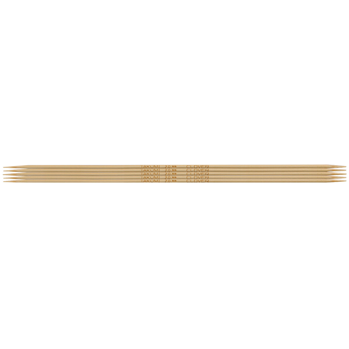 Set of five Clover Takumi bamboo double pointed knitting needles, 2.0mm