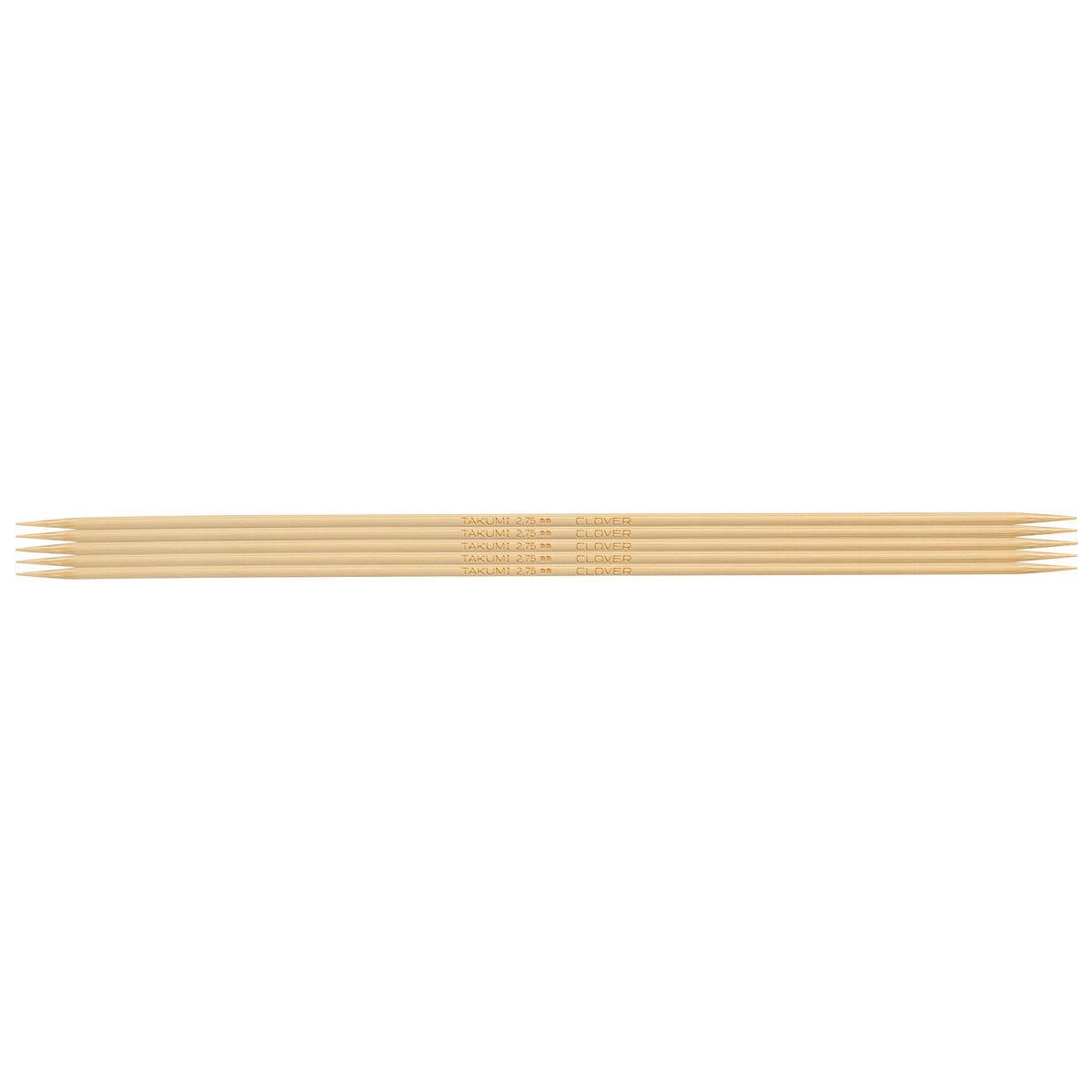 Set of 5 Clover Takumi bamboo double pointed knitting needles, 20cm, 2.75mm
