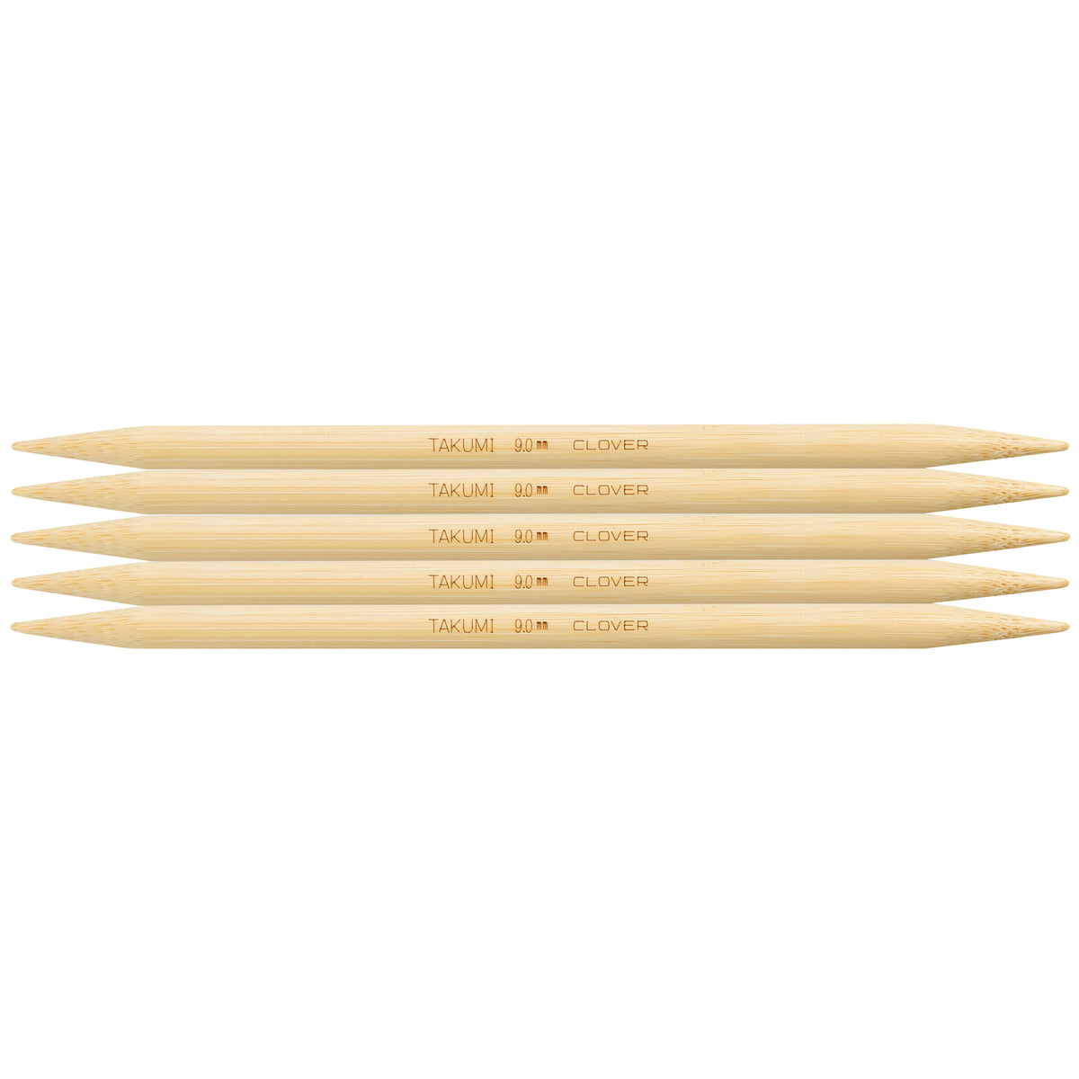 Set of 5 Clover Takumi bamboo double pointed knitting needles, 20cm, 9mm