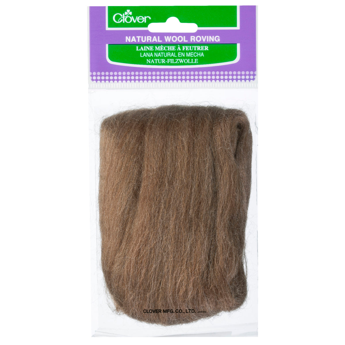 Clover natural wool roving in caramel, 20g pack
