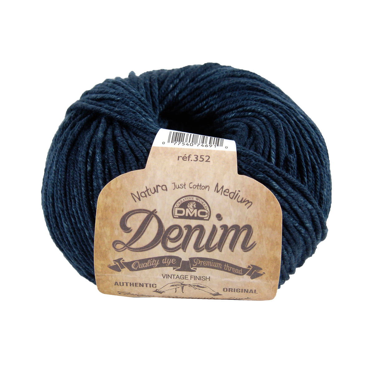 DMC Natura Denim Cotton yarn ball in indigo