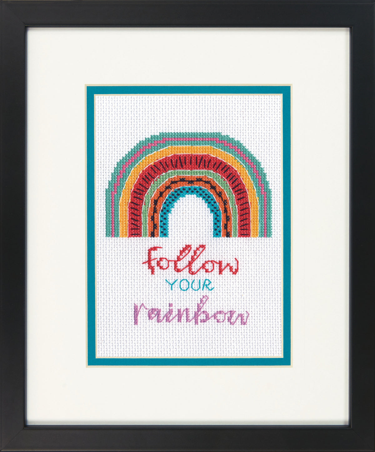 Finished Follow Your Rainbow cross stitch design