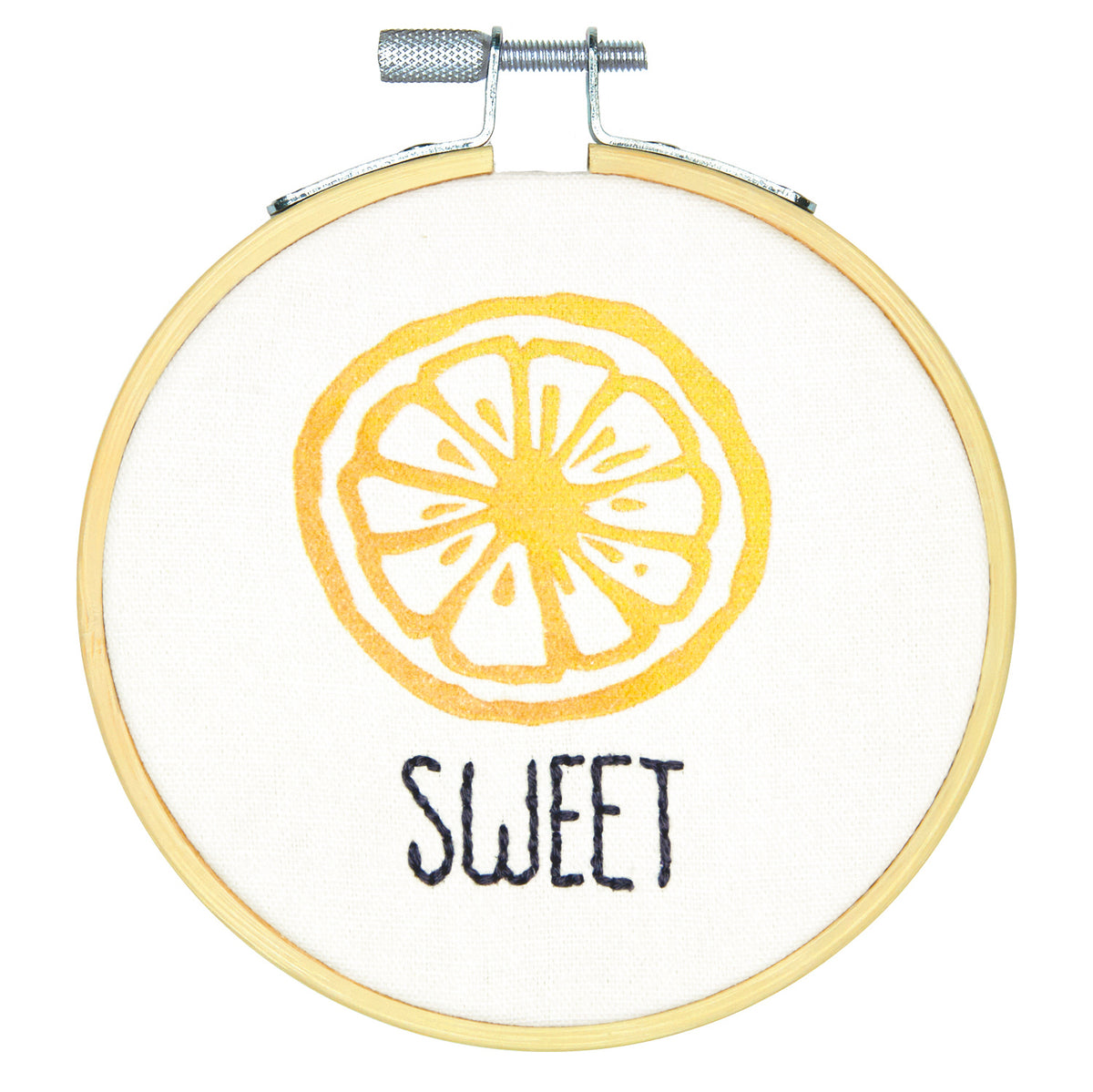 Sweet embroidery design in a round hoop