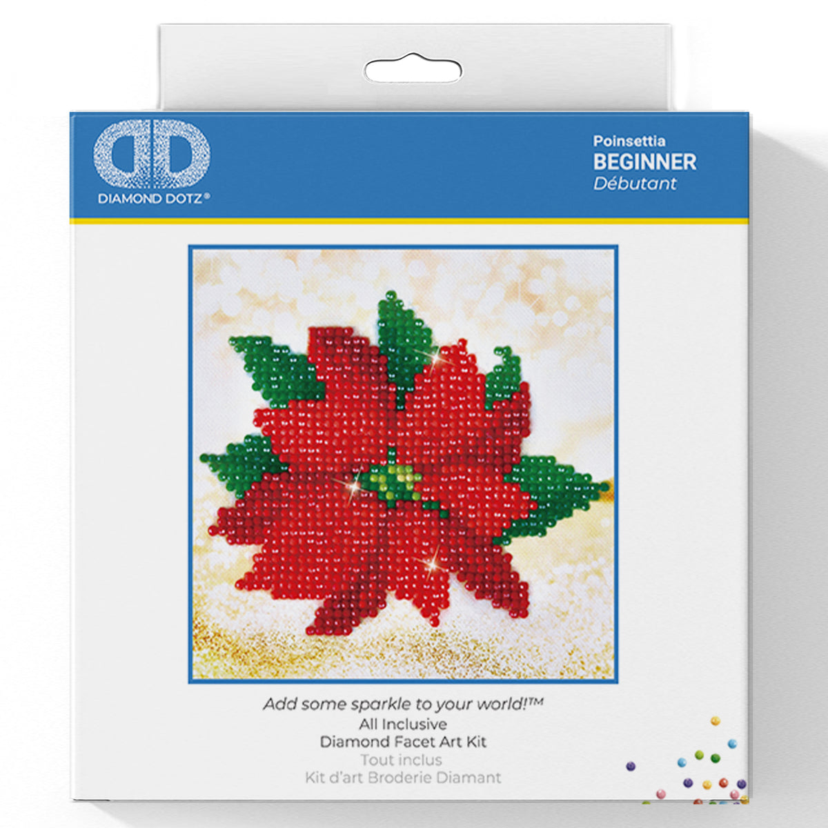 Diamond Dotz Poinsettia diamond painting kit showing a festive poinsettia
