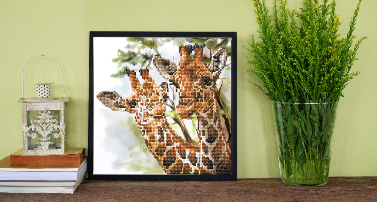 Diamond painting design Tall and Tender, a whimsical animal scene