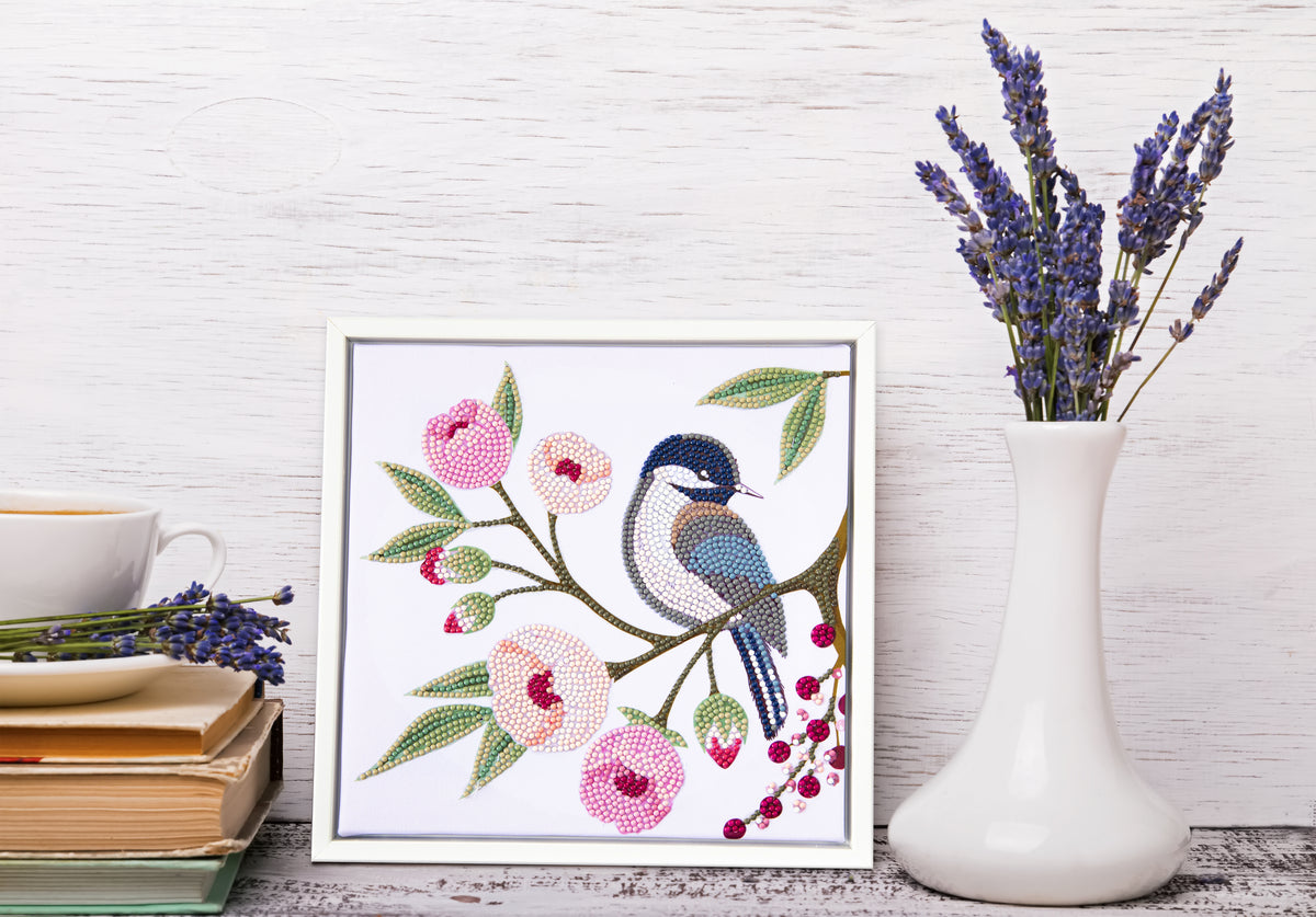 Diamond painting design of a spring wildlife scene