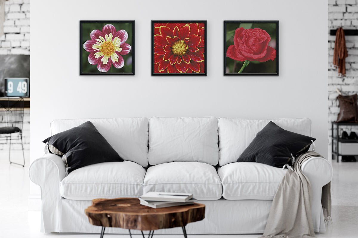 Diamond Dotz Rose Bud diamond painting kit packaging showing the finished design
