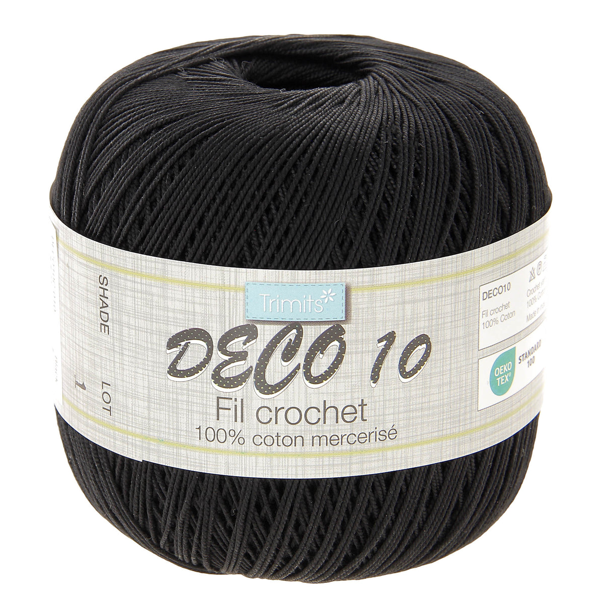 Ball of black Trimits Deco 10 yarn