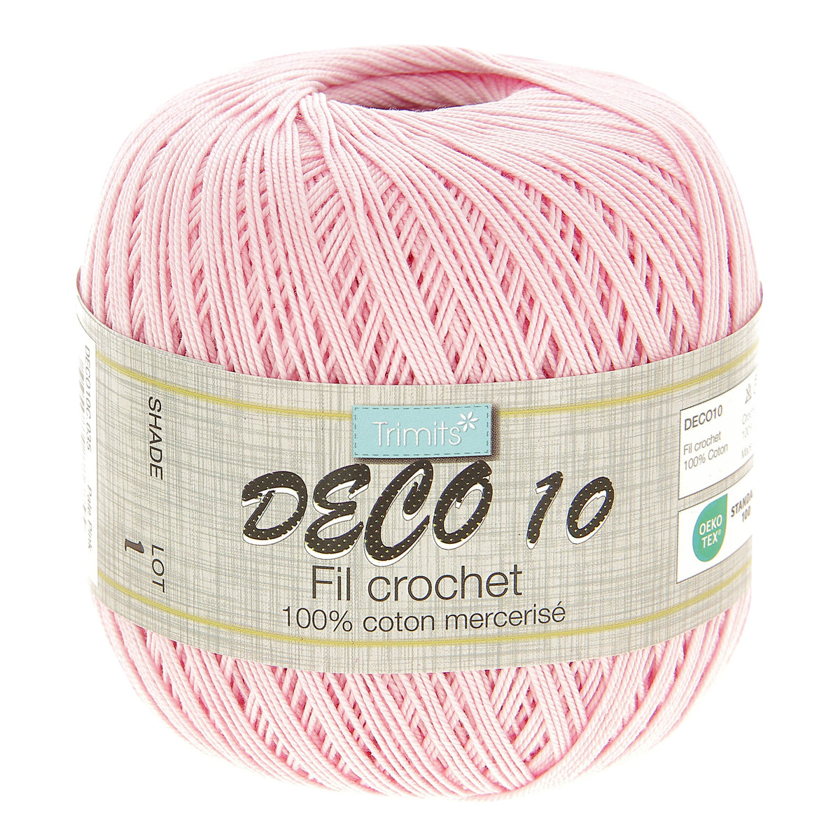 Ball of Trimits Deco 10 yarn in pale pink