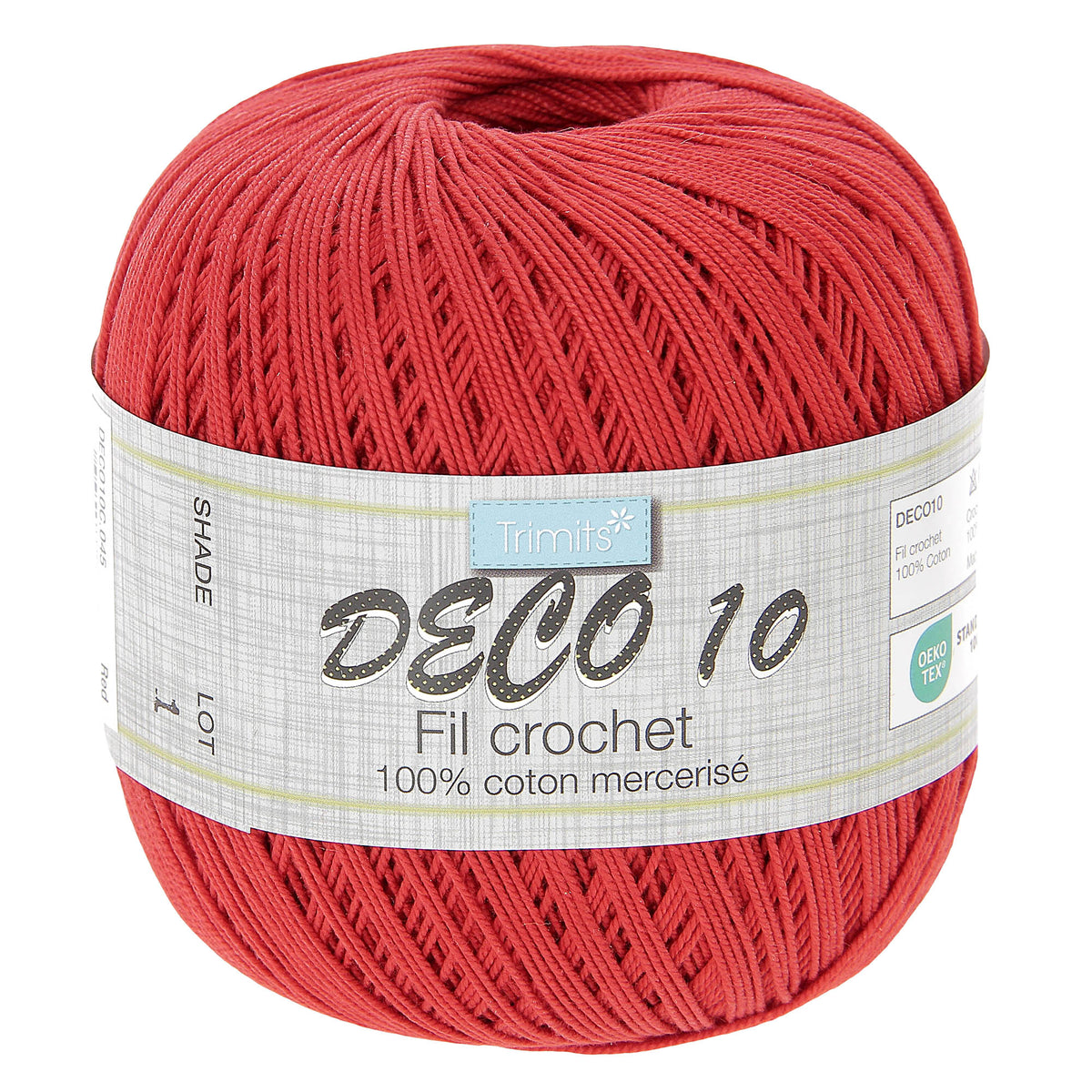Ball of Trimits Deco 10 yarn in red