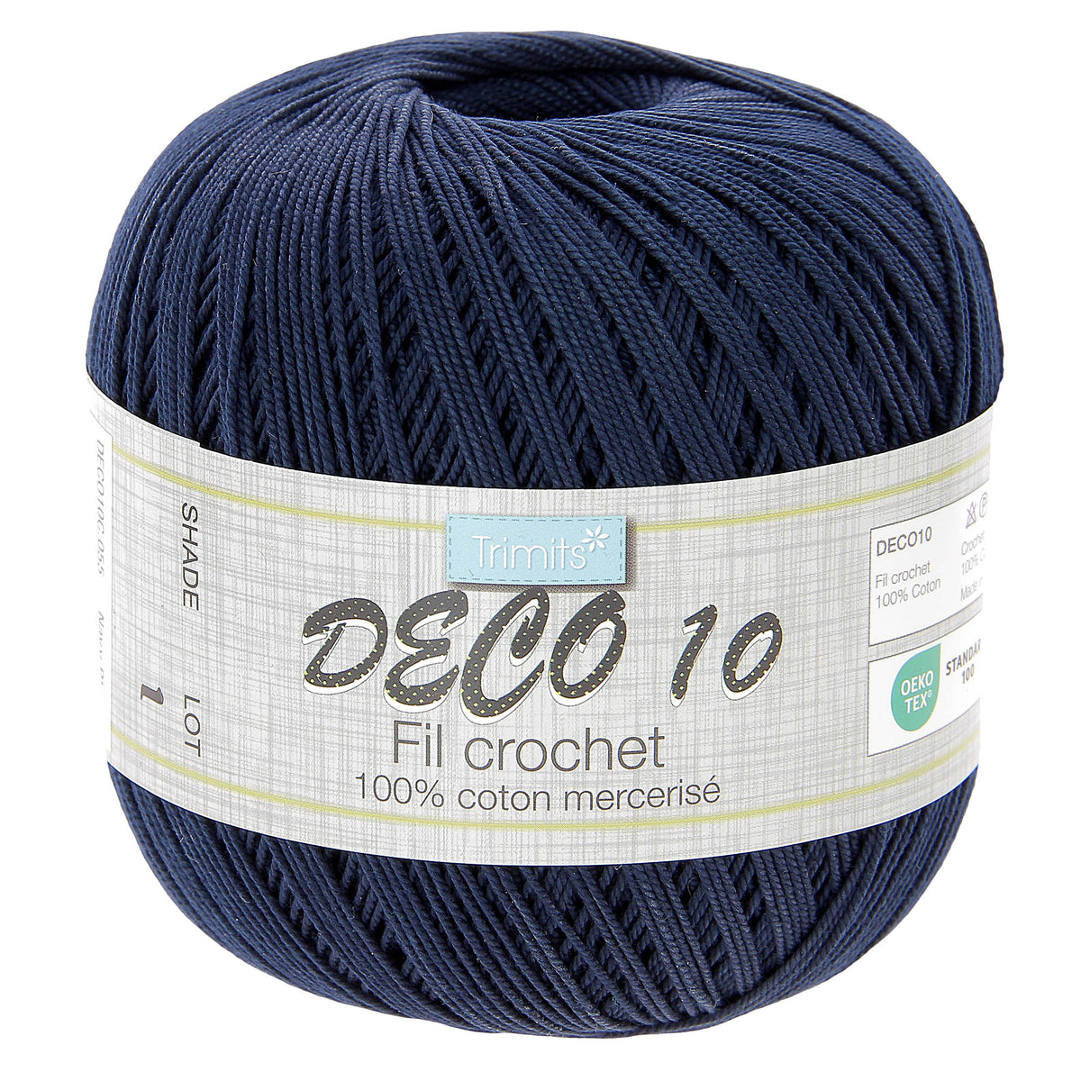 Ball of Trimits Deco 10 yarn in navy blue