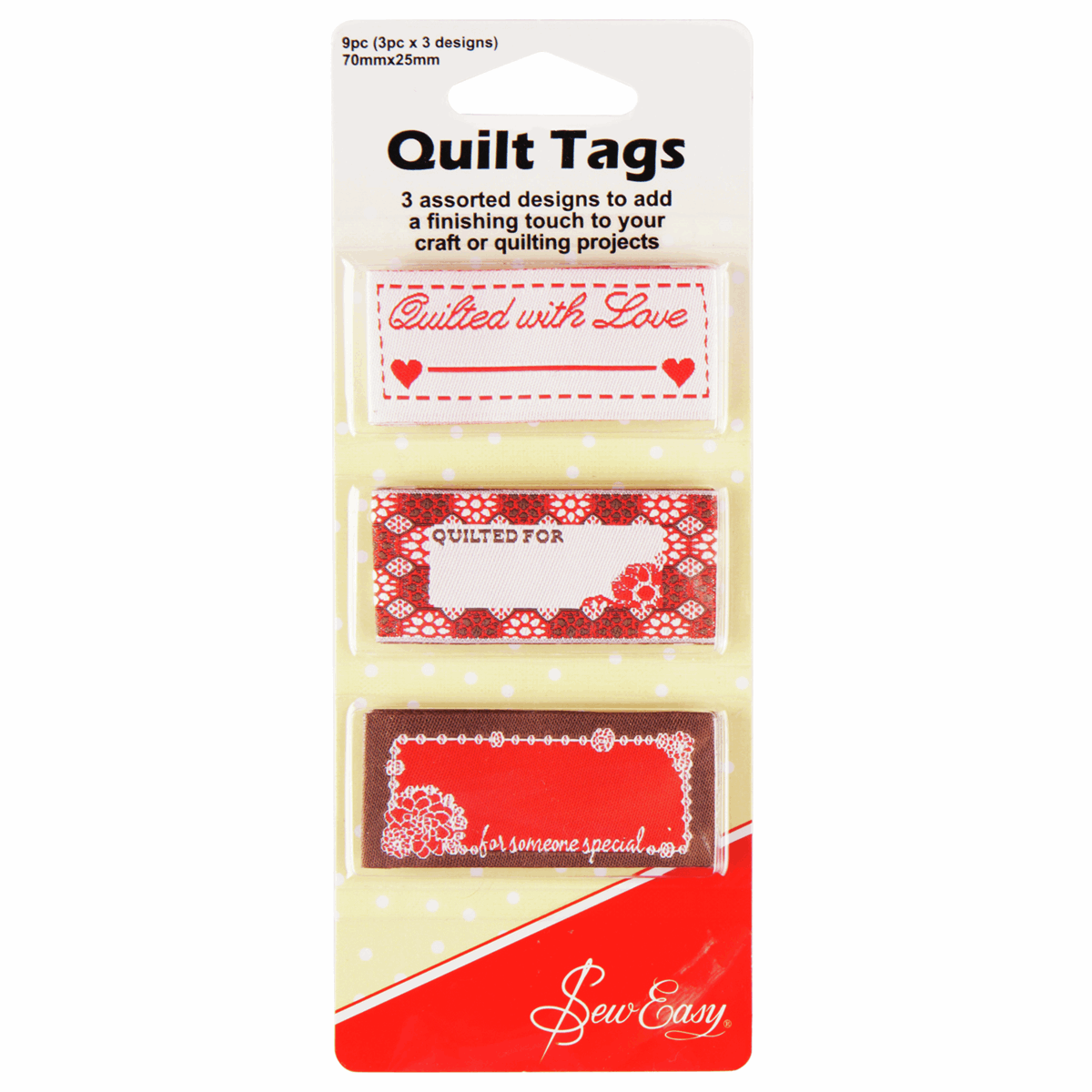 Sew Easy Quilt Tags - Quilted For (Pack of 9)