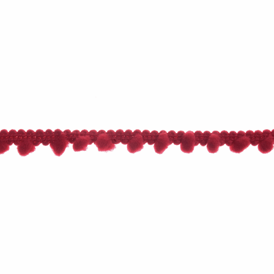 Trimits Small Wine Pom Pom Trim Edging - 27.4m x 7mm (Full roll)