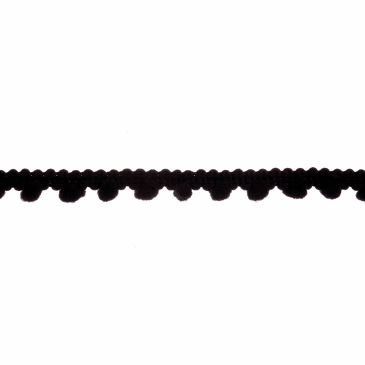 Trimits Small Black Pom Pom Trim Edging - 27.4m x 7mm (Full roll)