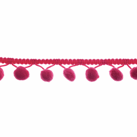 Trimits Large Cerise Pom Pom Trim Edging - 18m x 20mm (Full roll)