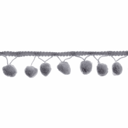 Trimits Large Grey Pom Pom Trim Edging - 18m x 20mm (Full roll)