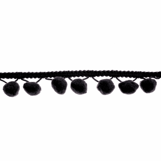 Trimits Large Black Pom Pom Trim Edging - 18m x 20mm (Full roll)