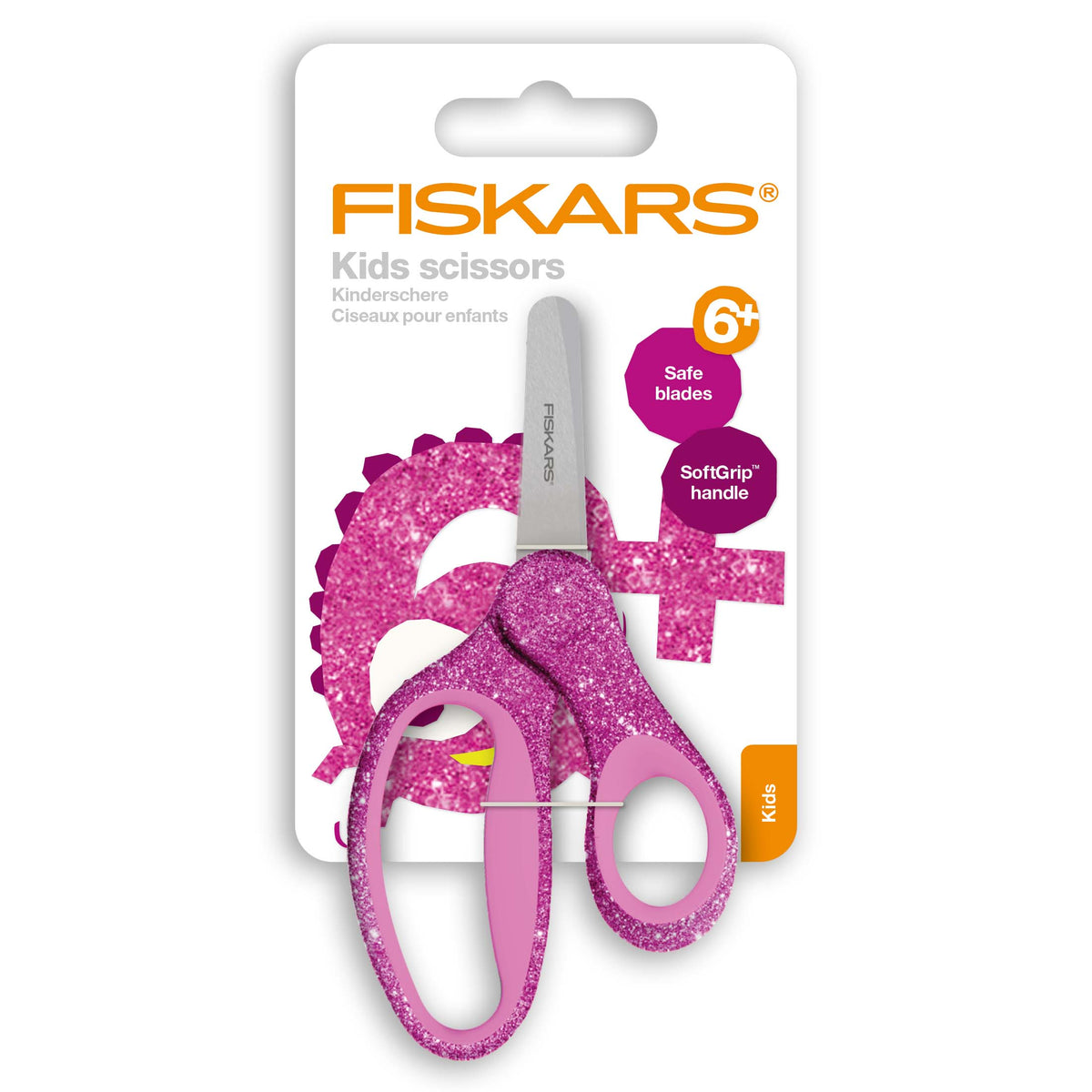 Fiskars glitter pink 13cm kids scissors