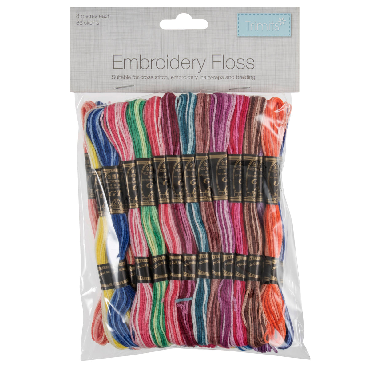 Trimits Thread - Polyester - Variegated - Rainbow - 36 x 8m Skeins