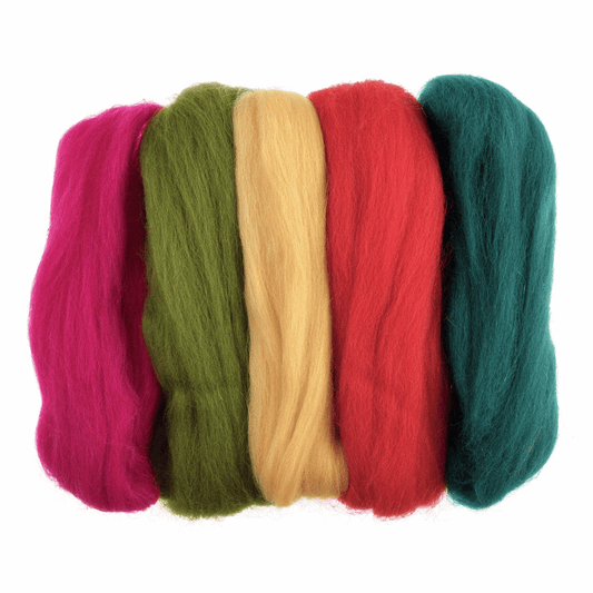 Trimits Assorted Brights Natural Wool Roving - 50g