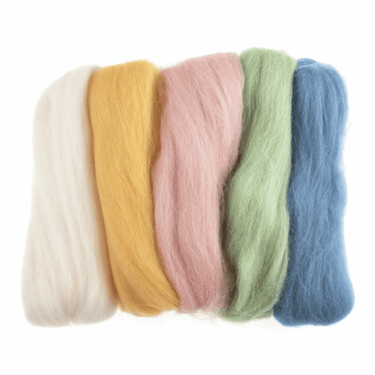 Trimits Assorted Pastels Natural Wool Roving - 50g