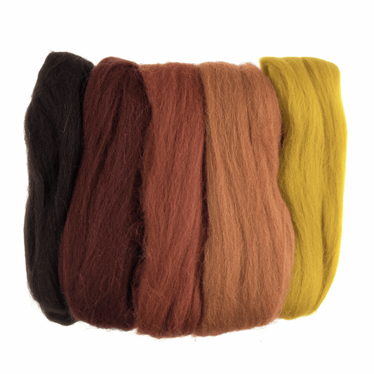 Trimits Assorted Autumn Natural Wool Roving - 50g