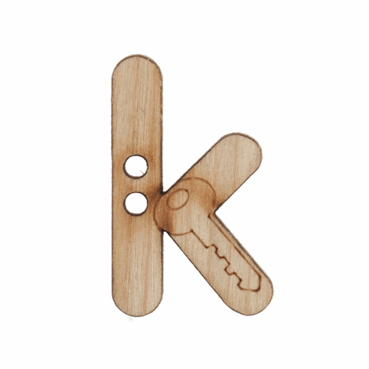 Trimits Wooden Alphabet Button (K) - 17mm/26 lignes