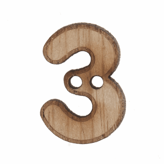 Trimits Wooden Number Button (3) - 22mm/35 lignes
