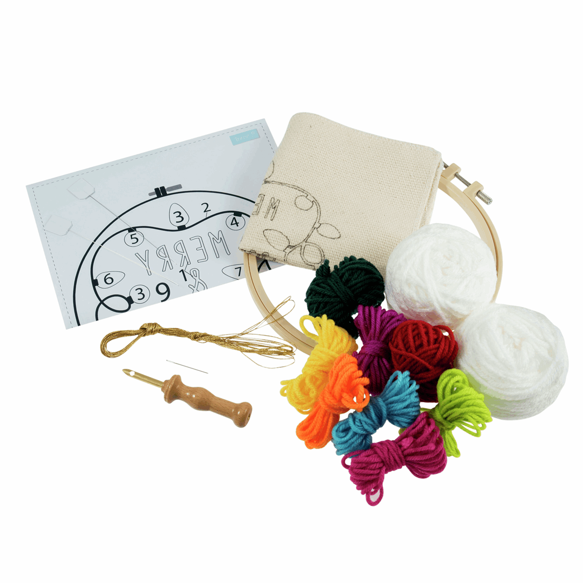 Trimits Yarn Punch Needle Kit with Hoop - Merry & Bright