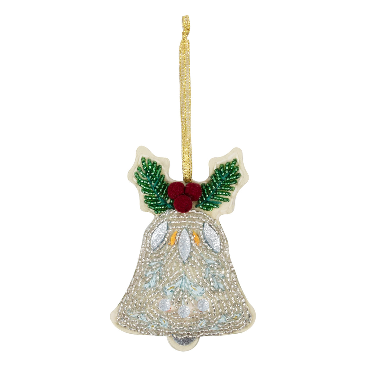 Finished felt christmas beaded bell hanging decoration
