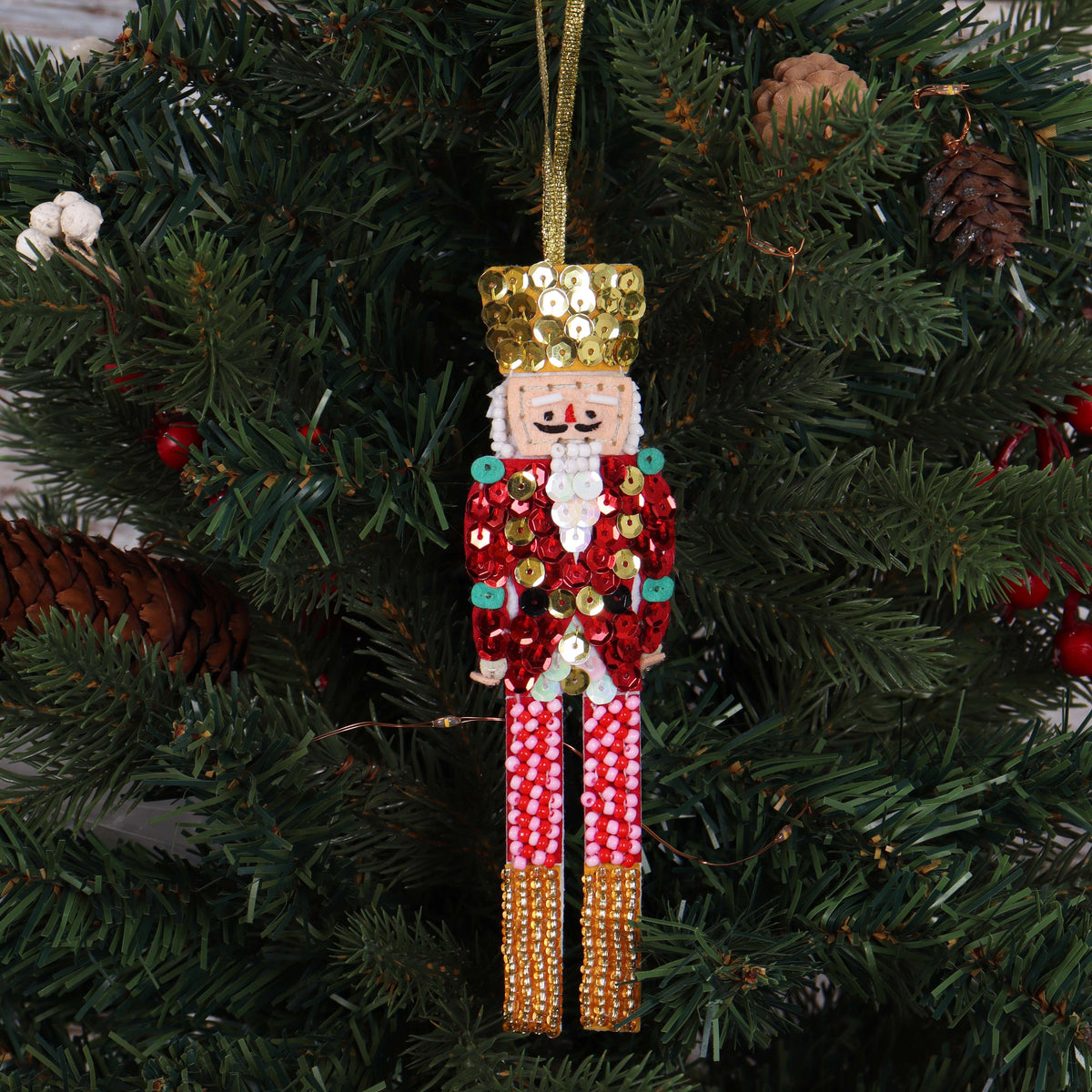 Finished beaded nutcracker felt Christmas decoration