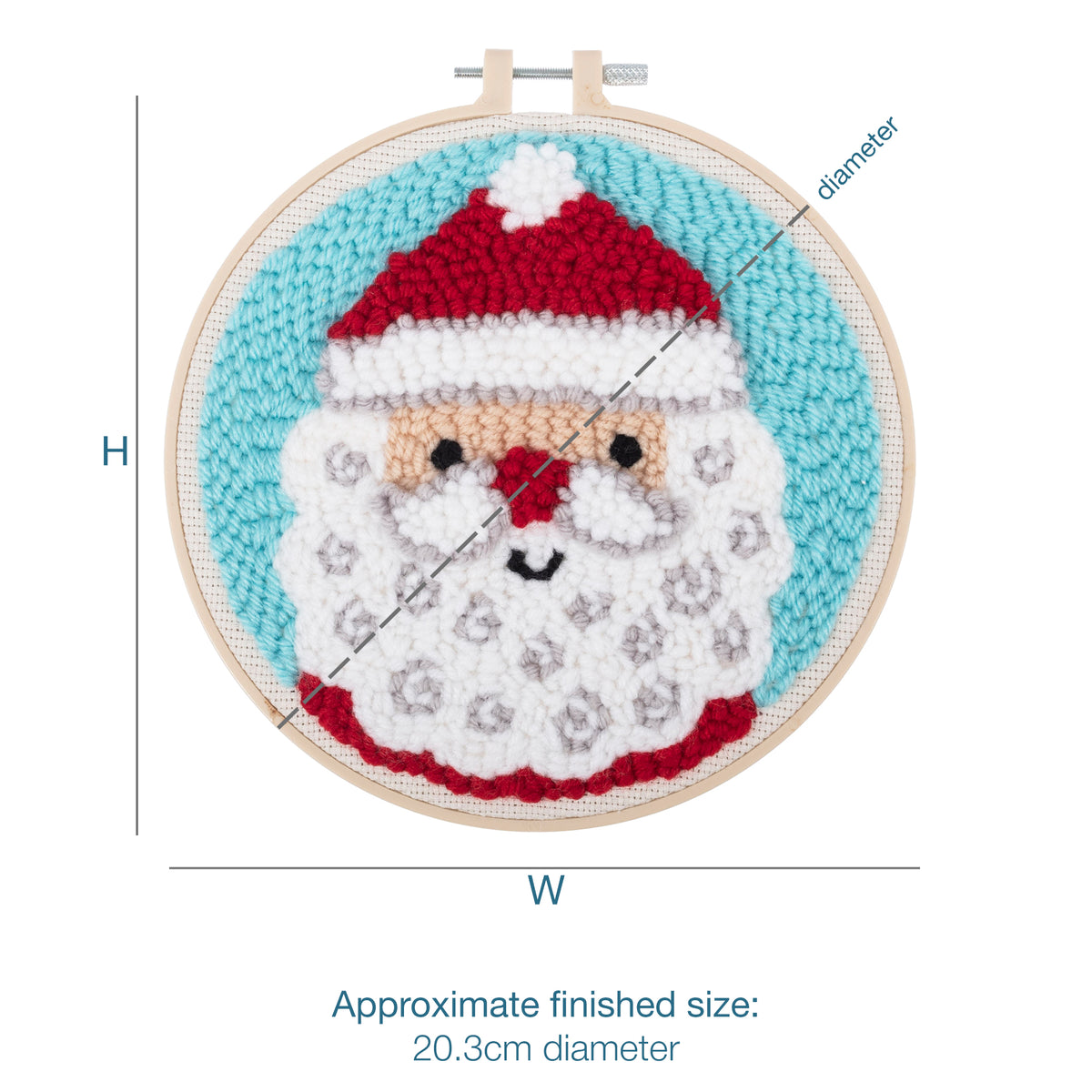 Christmas father christmas punch needle design in a hoop