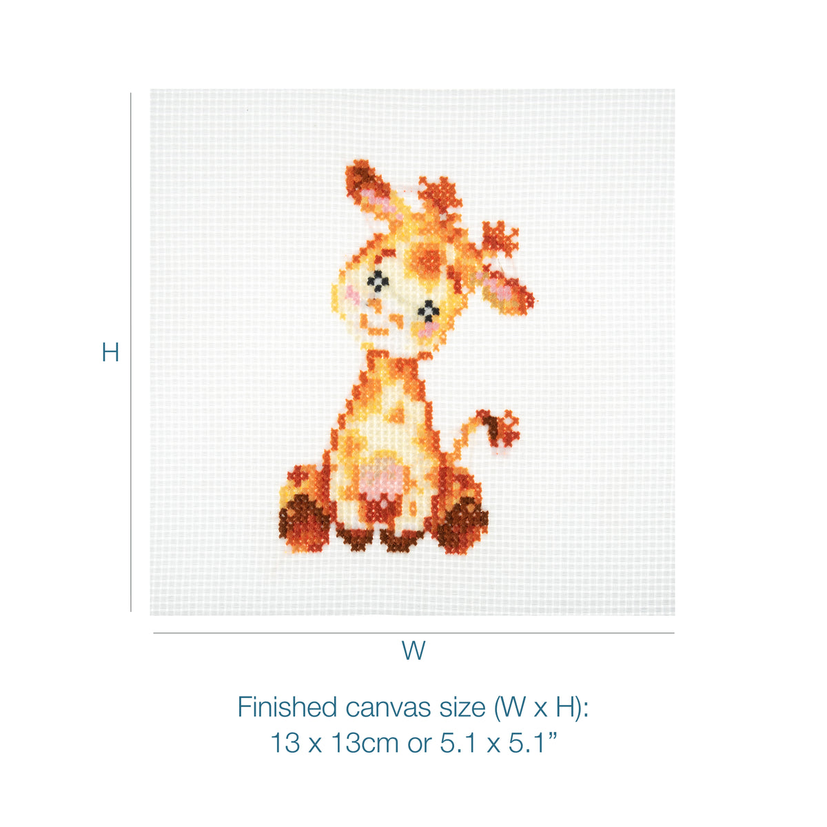 Trimits mini cross stitch kit showing a giraffe