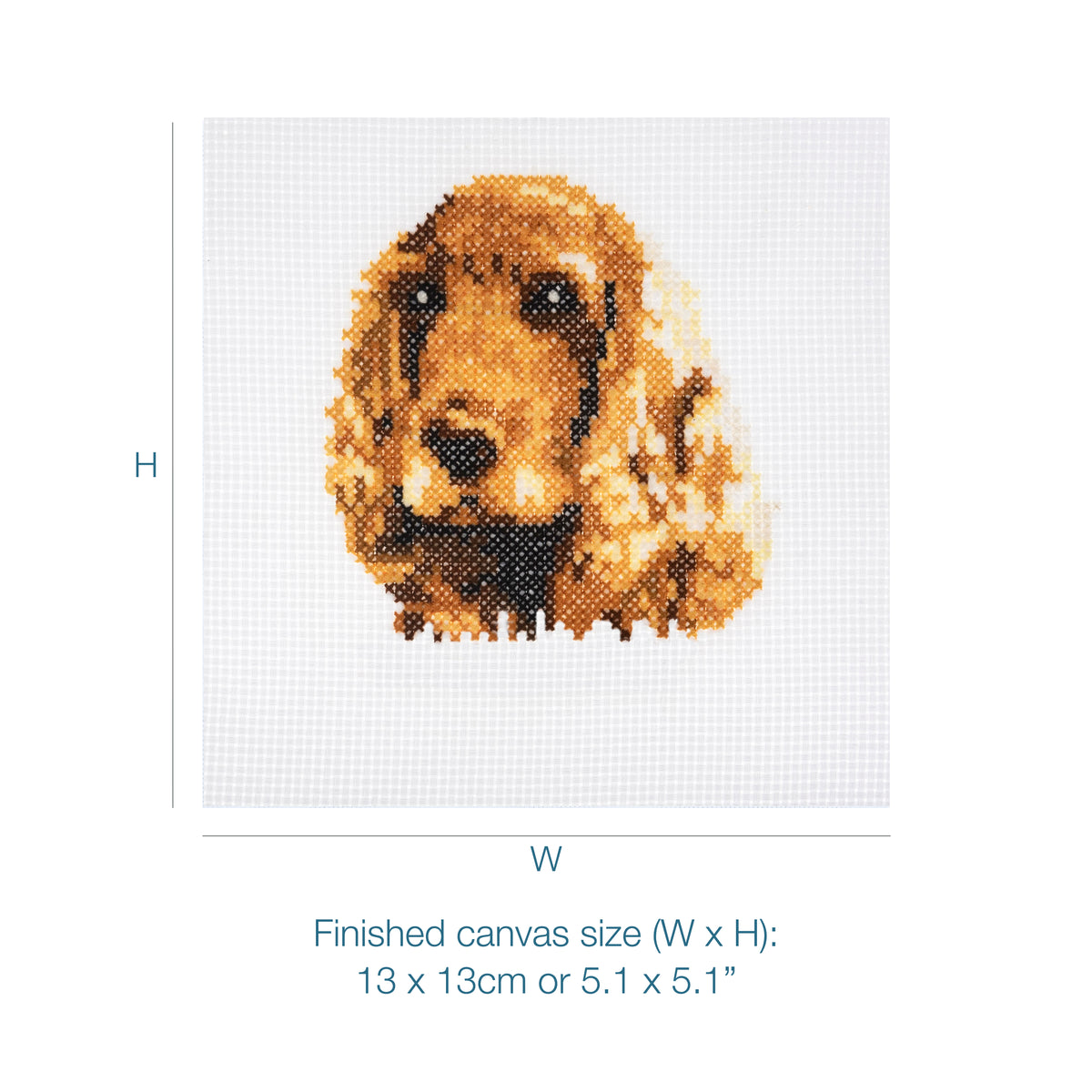 Trimits mini cross stitch kit showing a cocker spaniel
