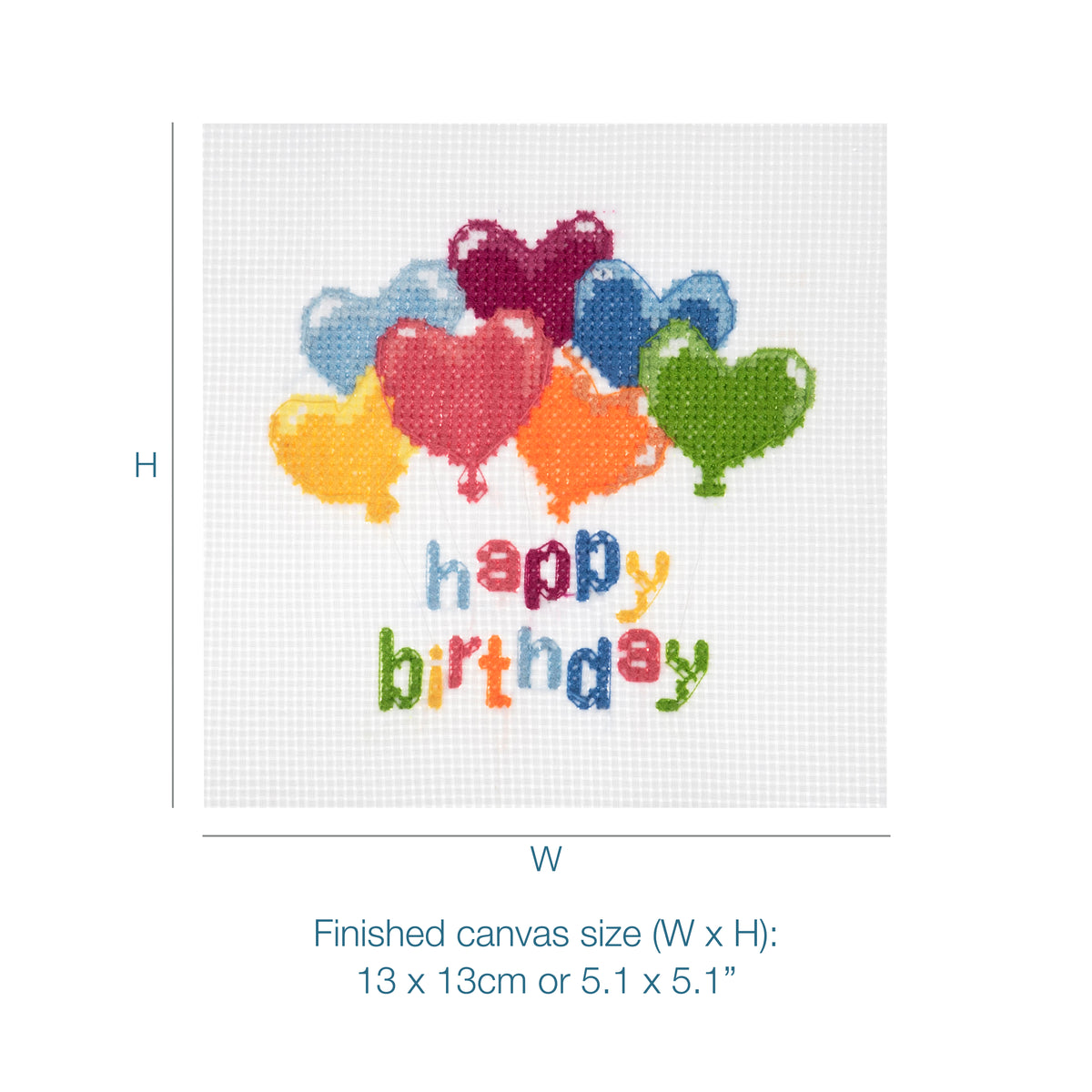 Trimits mini cross stitch kit showing birthday balloons