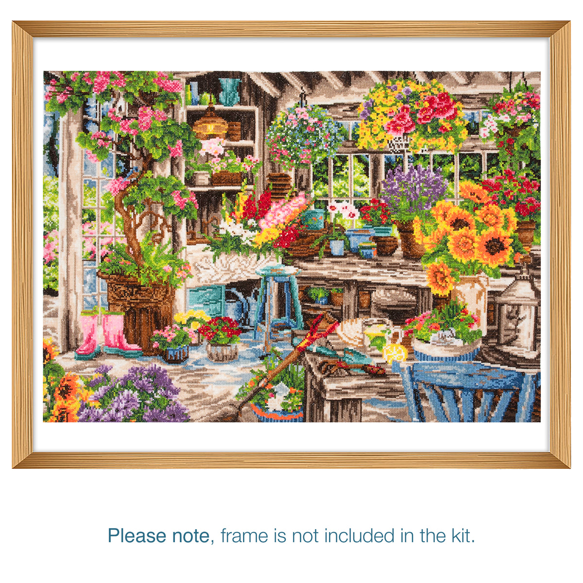 Finished gardener's paradise counted cross stitch design