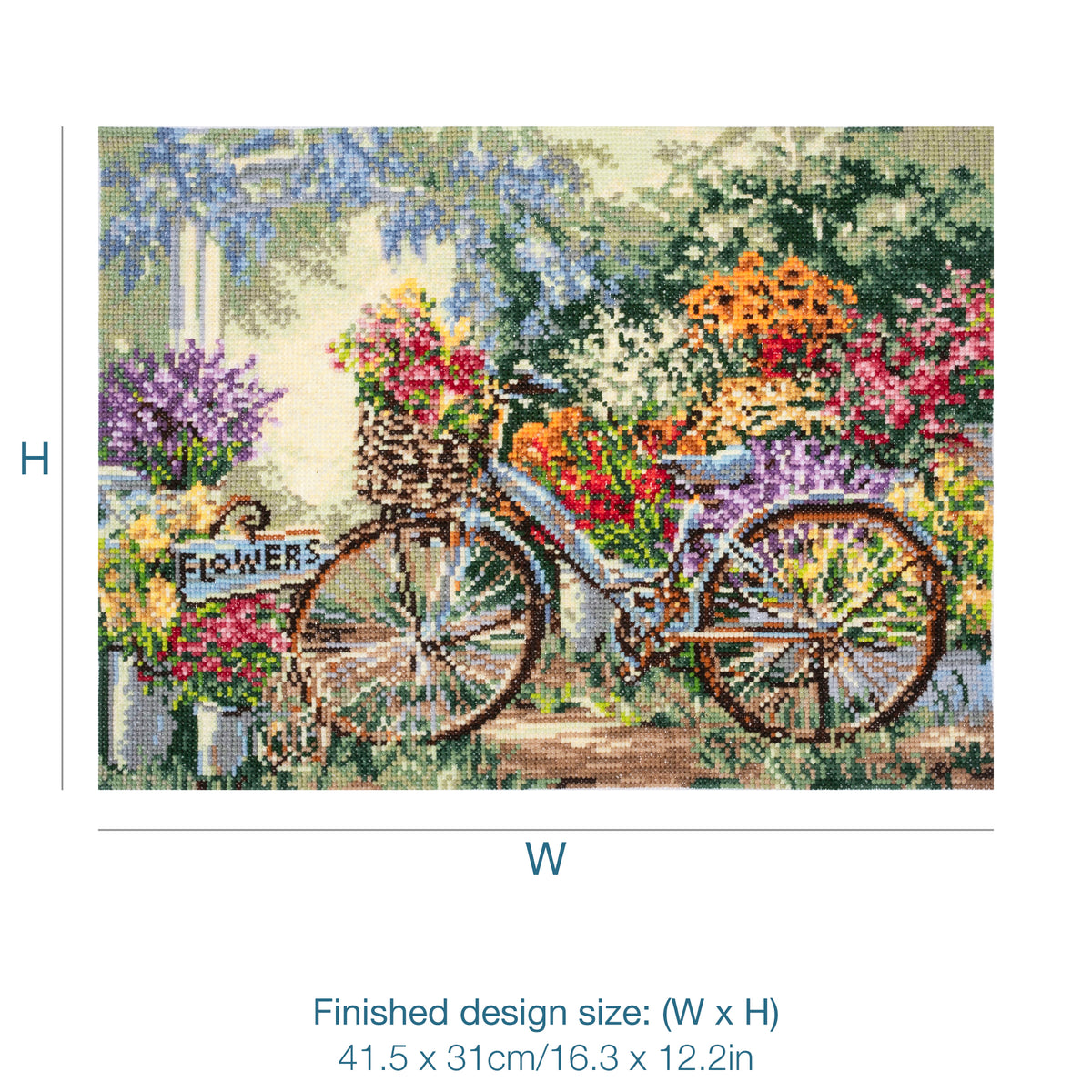 Finished bicycle counted cross stitch design