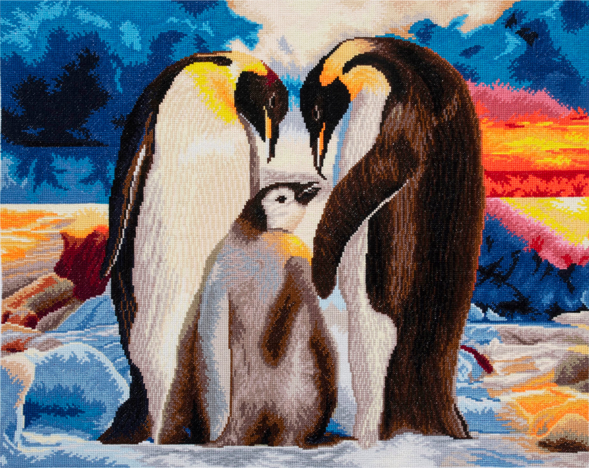 Finished penguins counted cross stitch design