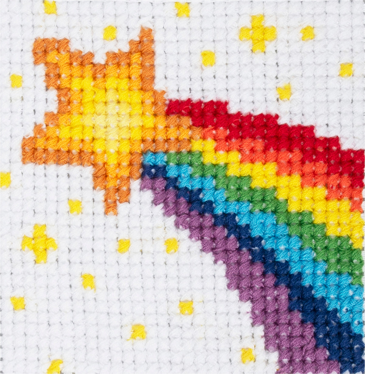Trimits Rainbow cross stitch kit packaging showing the finished design