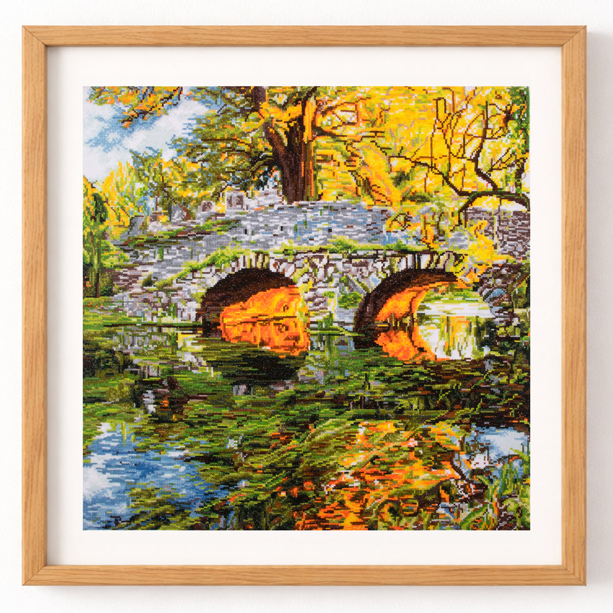 Trimits Reflection cross stitch kit packaging showing the finished design