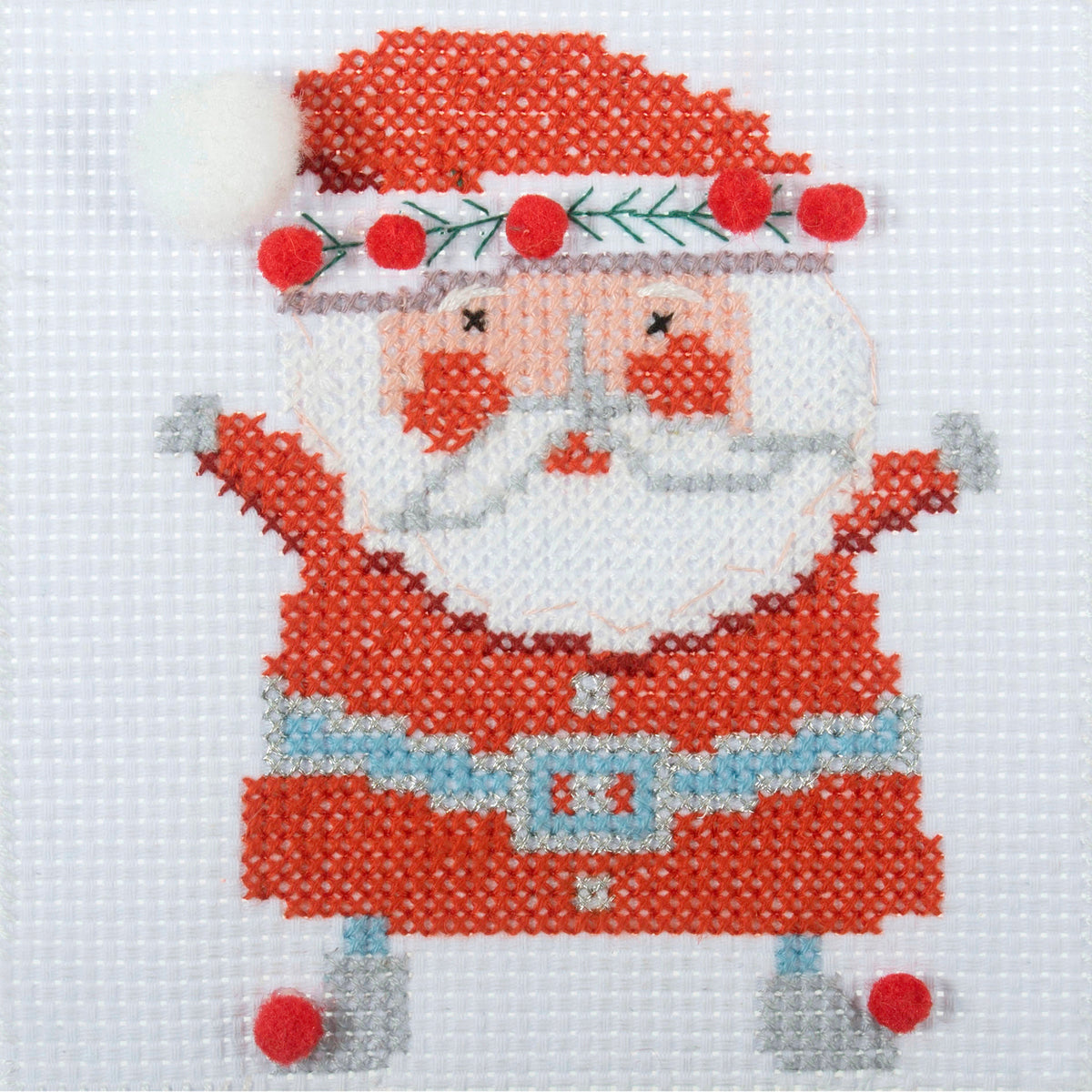 Trimits mini cross stitch kit showing Father Christmas in his red suit