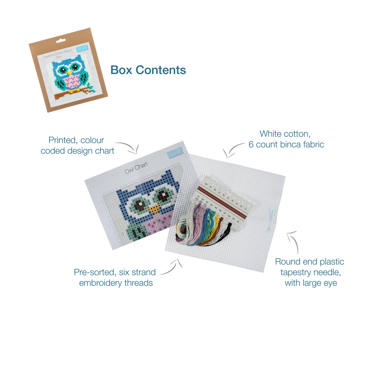 Owl counted cross stitch kit