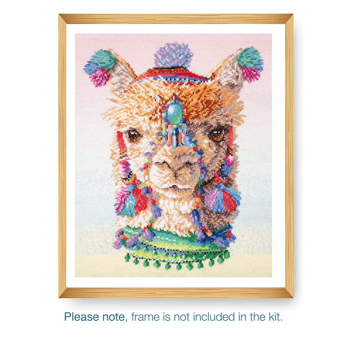 Trimits cross stitch kit showing a alpacas design