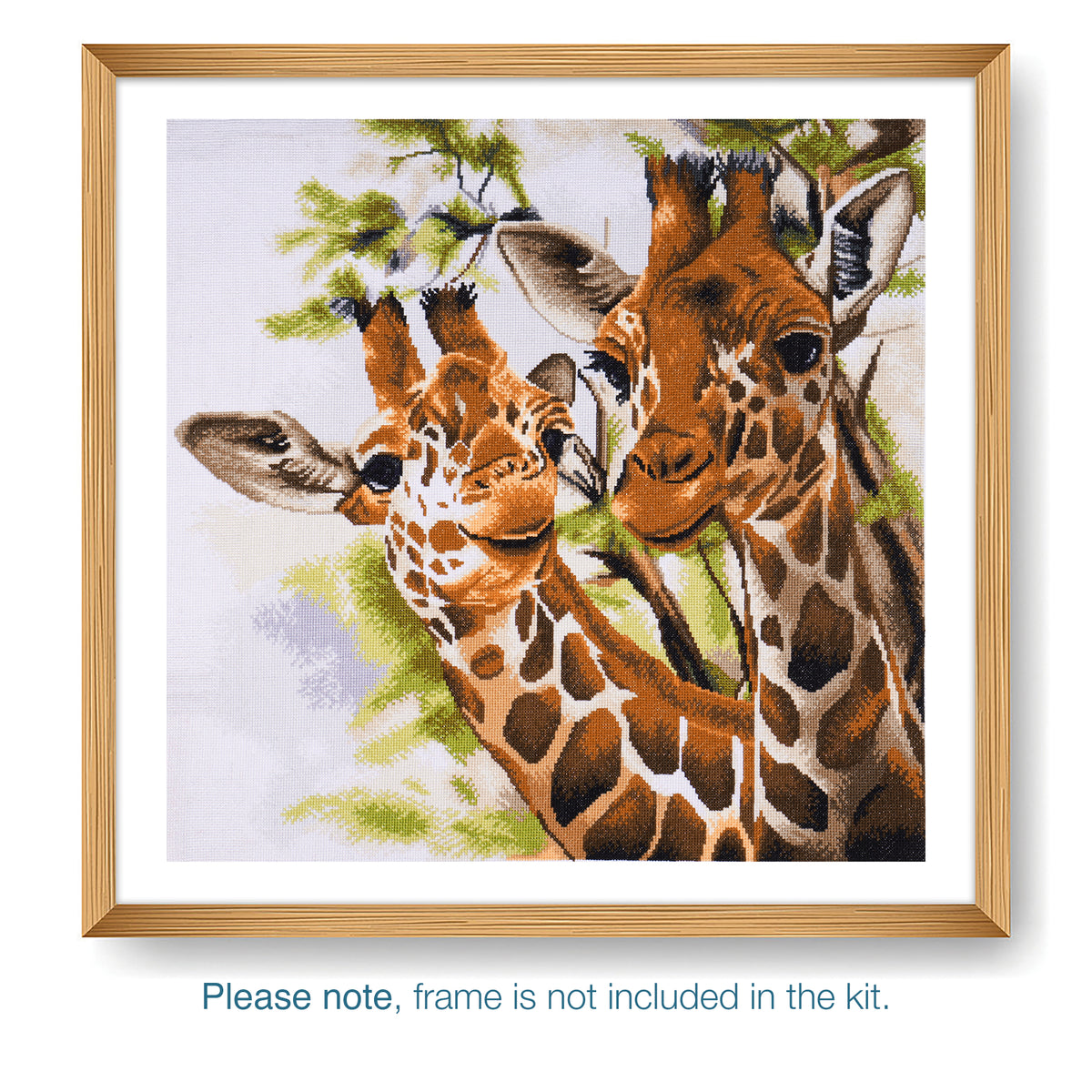 Trimits cross stitch kit showing a giraffes design