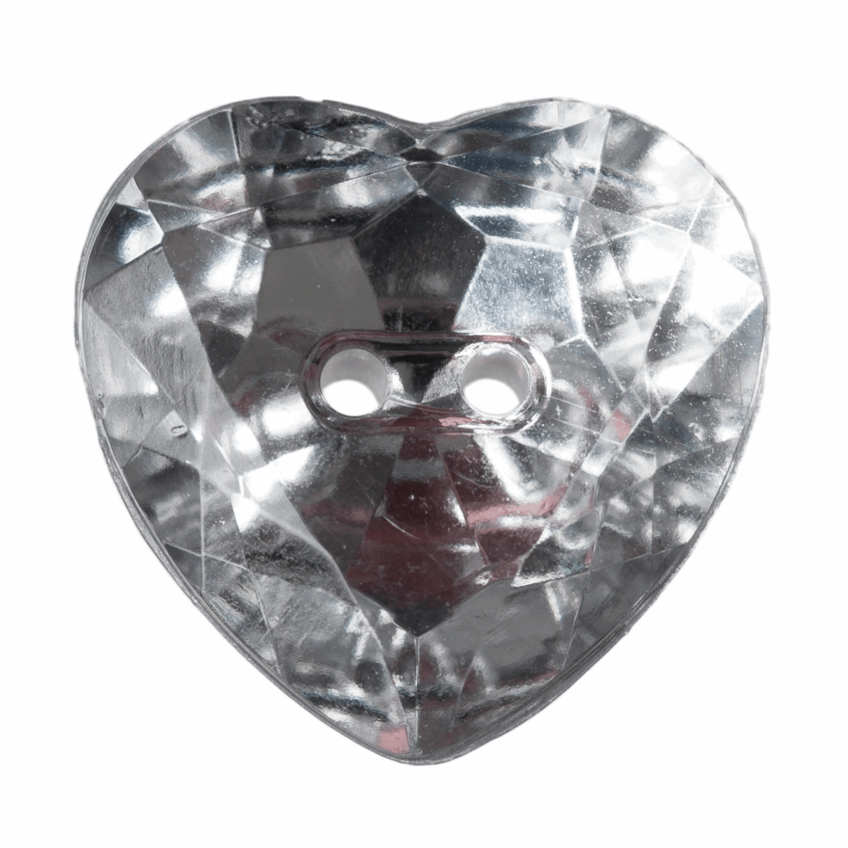 Hemline Clear Crystal Heart Button - 16mm (Pack of 4)